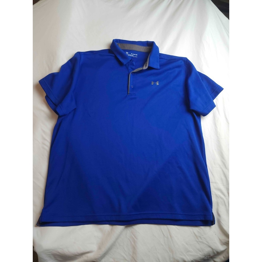 Under Armour Polo Shirt Mens XXL Blue HeatGear Golf Core Athleisure Quiet Luxury